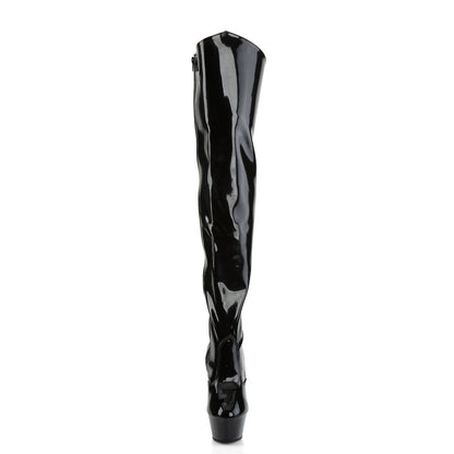 Pleaser KISS-3010 Black Platform Thigh High Boots - 6 Inch Heels