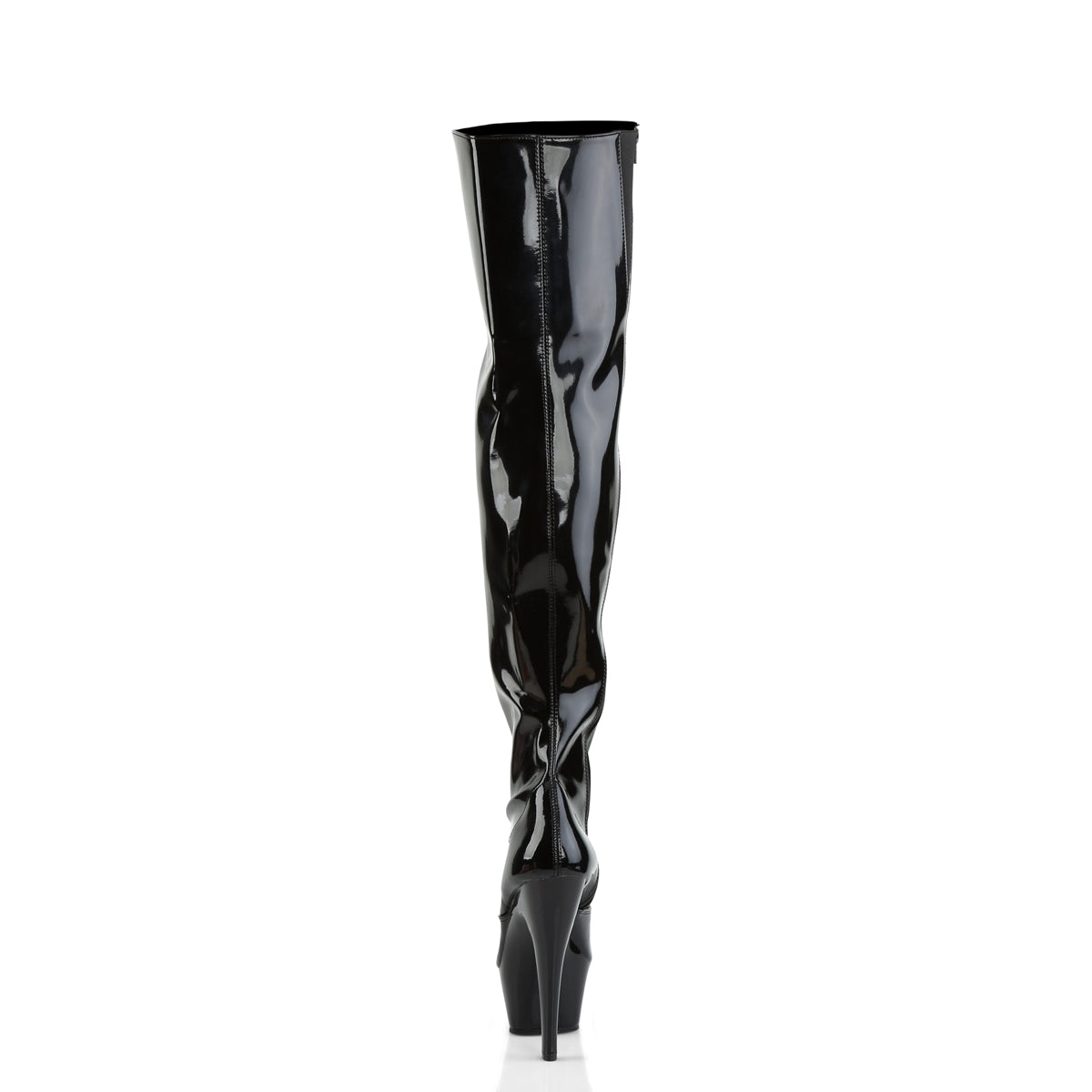 Pleaser KISS-3010 Black Platform Thigh High Boots - 6 Inch Heels