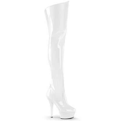 KISS-3010 Pleaser White 6 Inch Exotic Dancing Thigh Boots White Patent