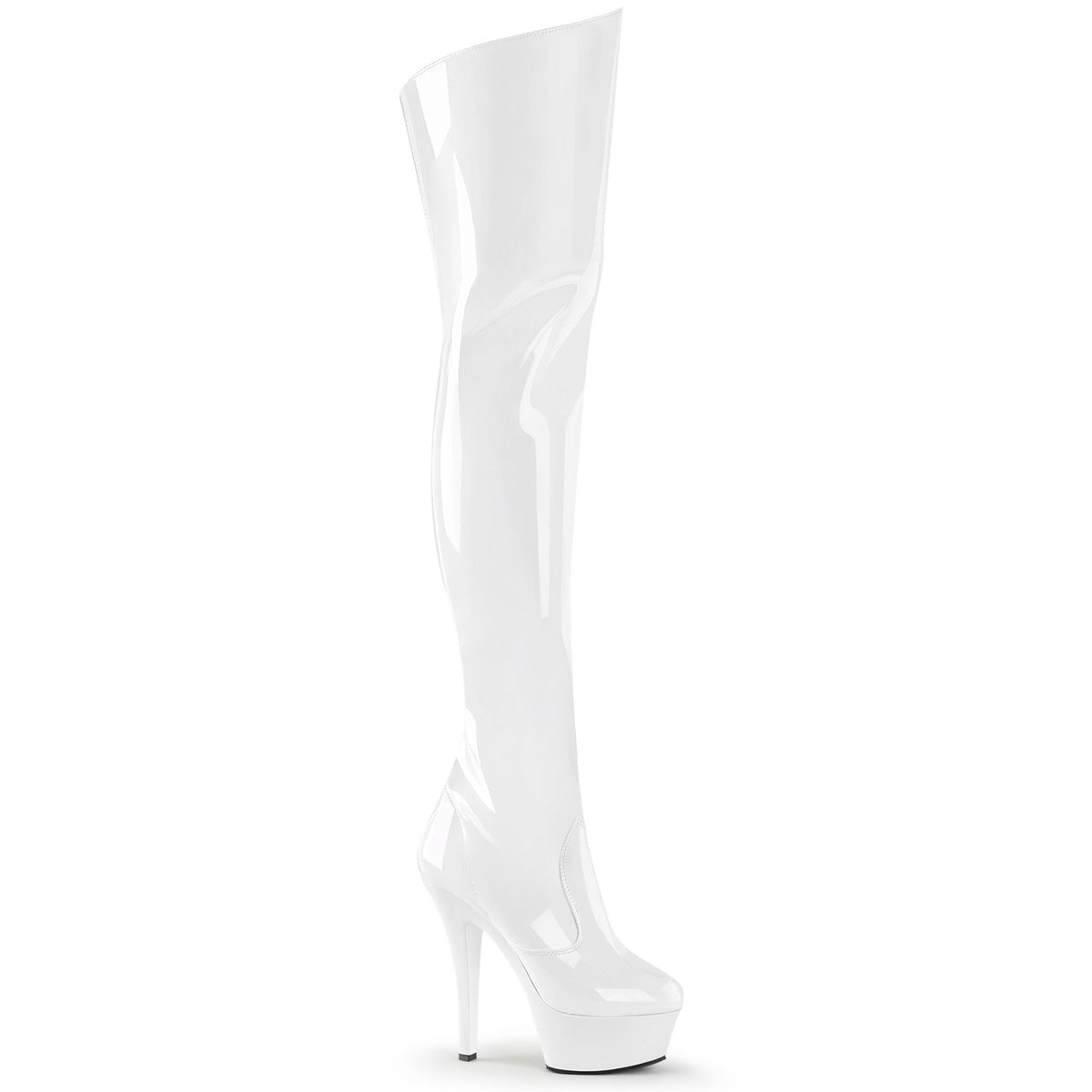 KISS-3010 Pleaser White 6 Inch Exotic Dancing Thigh Boots