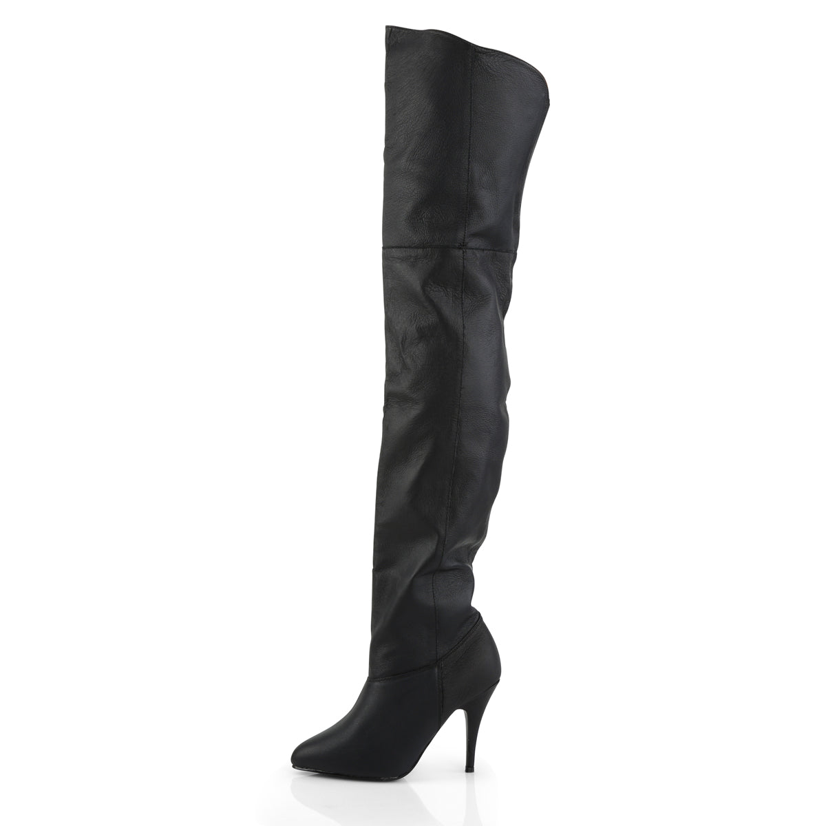 LEGEND-8868 Pleaser 4" Heel Black Leather Thigh High Boots