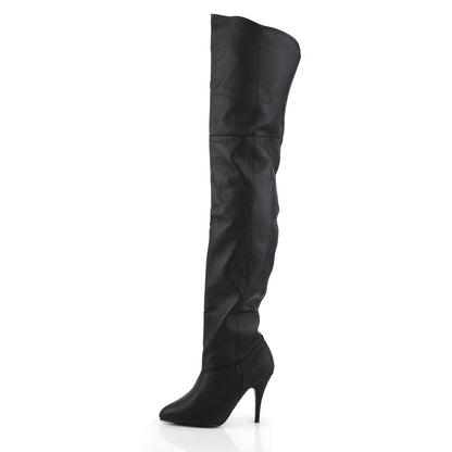 LEGEND-8868 Pleaser 4" Heel Black Leather Thigh High Boots