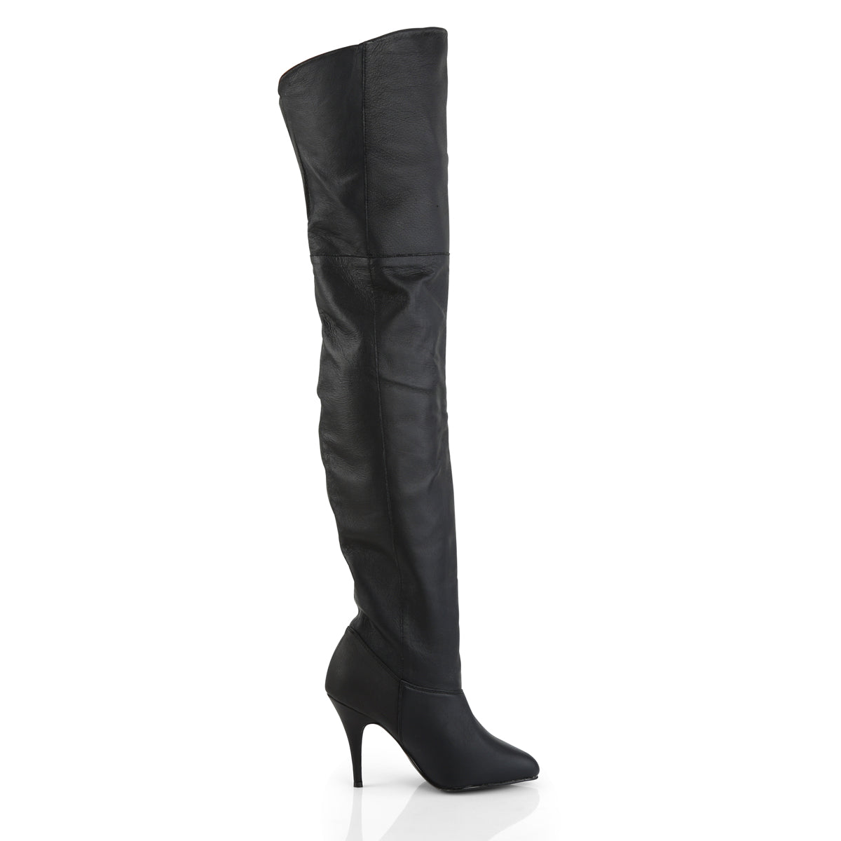 LEGEND-8868 Pleaser 4" Heel Black Leather Thigh High Boots