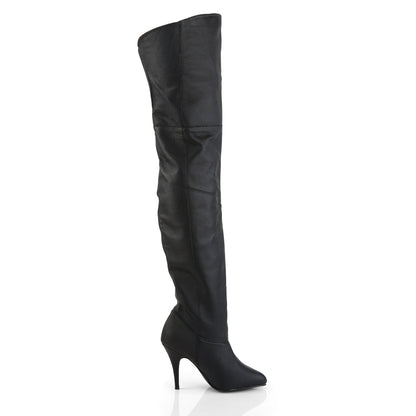 LEGEND-8868 Pleaser 4" Heel Black Leather Thigh High Boots
