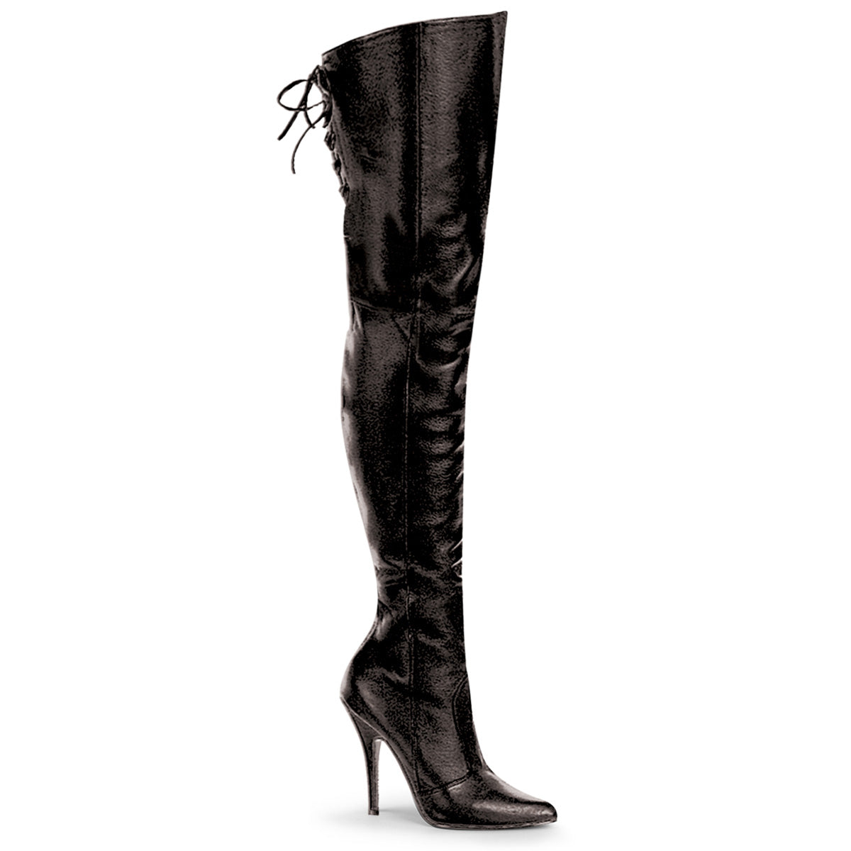 LEGEND-8899 Pleaser Black Leather 5 Inch Pole Dance Thigh boots Black Leather