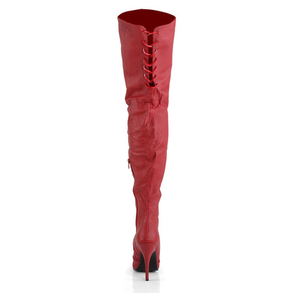 LEGEND-8899 Pleaser 5 Inch Heel Red Leather Thigh High Boots Fetish Footwear