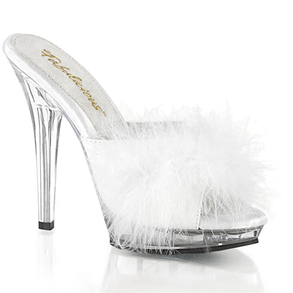 LIP-101-8 Fabulicious 5 Inch Heel White Satin Fur Bedroom Sexy Shoes