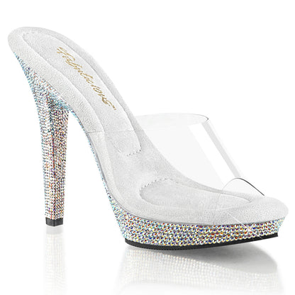 LIP-101DM Fabulicious Clear 5 Inch Posing Shoes Clear Silver Multi Rhinestones