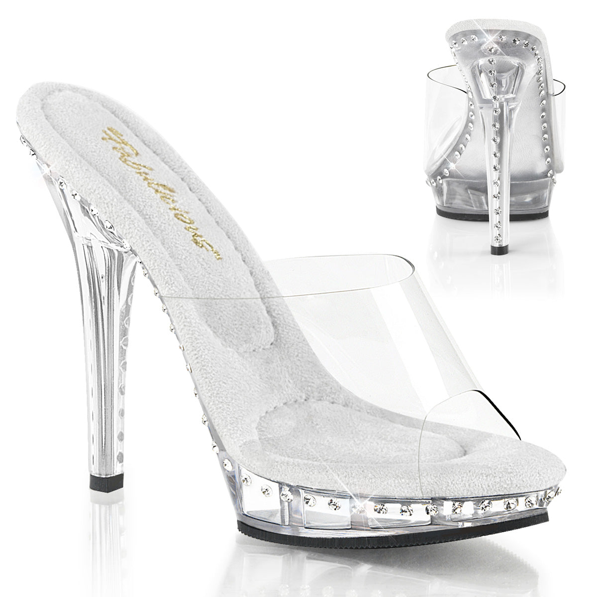 LIP-101LS Fabulicious Clear 5 Inch Posing Shoes Clear