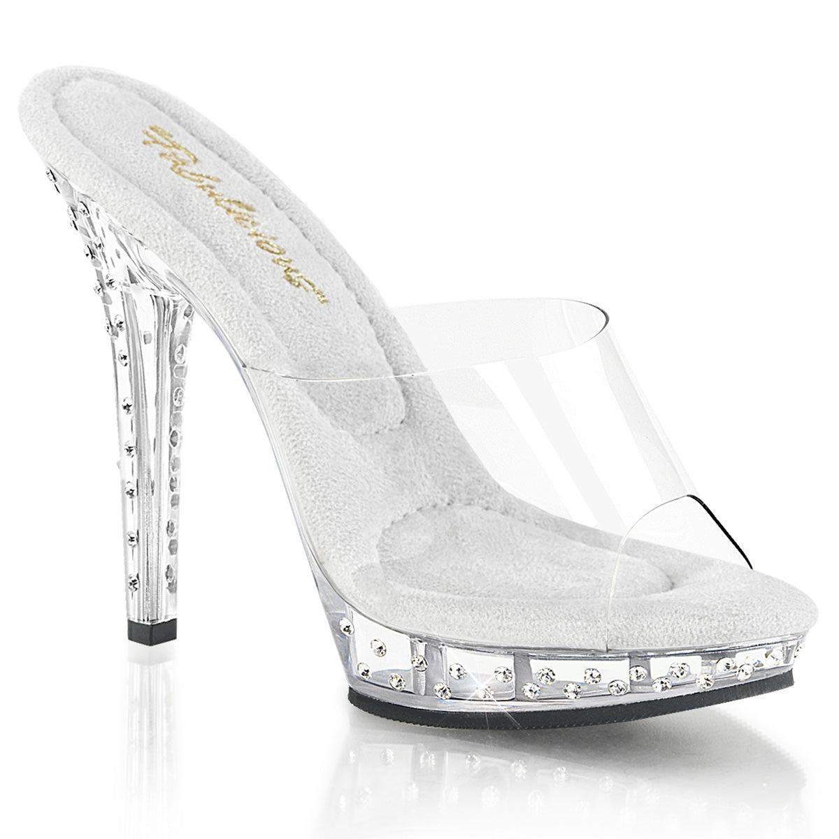 LIP-101SDT Fabulicious Clear 5 Inch Posing Shoes