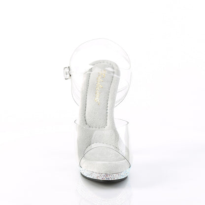 Fabulicious LIP-108DM Clear / Silver Multicolour Rhinestones Rhinestone Platform Sandals - 5 Inch Heels