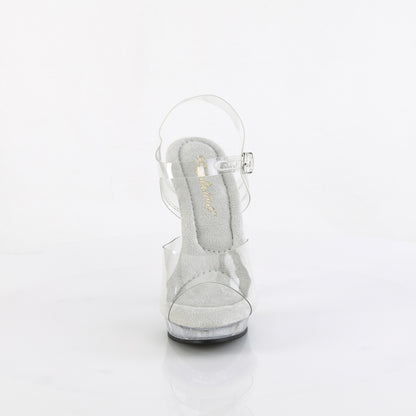 Fabulicious LIP-108MG Clear Glitter Platform Sandals - 5 Inch Heels