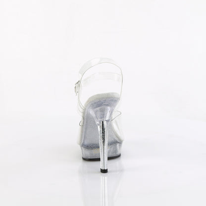 Fabulicious LIP-108MG Clear Glitter Platform Sandals - 5 Inch Heels