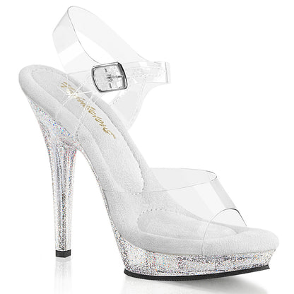 Fabulicious LIP-108MG Clear Glitter Platform Sandals - 5 Inch Heels