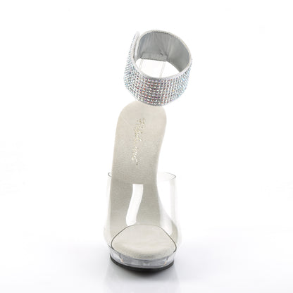 Fabulicious LIP-142 Clear Rhinestone Platform Sandals - 5 Inch Heels