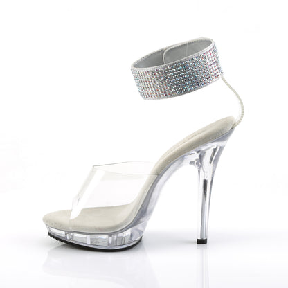Fabulicious LIP-142 Clear Rhinestone Platform Sandals - 5 Inch Heels