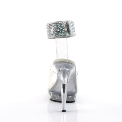 Fabulicious LIP-142 Clear Rhinestone Platform Sandals - 5 Inch Heels