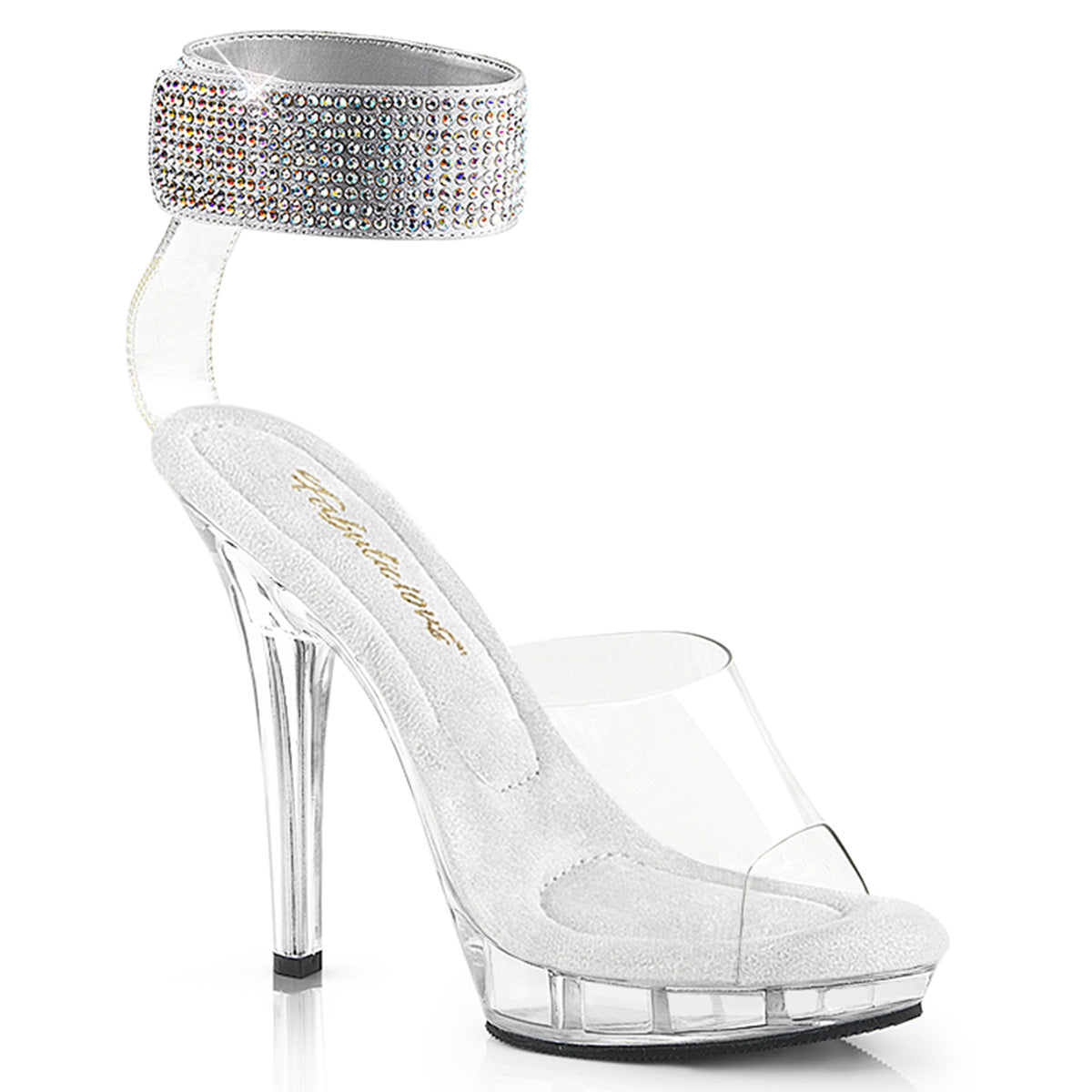 Fabulicious LIP-142 Clear Rhinestone Platform Sandals - 5 Inch Heels