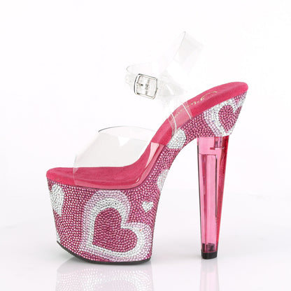 LOVESICK-708HEART 7" Heel ClearHot Pink Pole Dancing Shoes-Pleaser- Sexy Shoes Pole Dance Heels