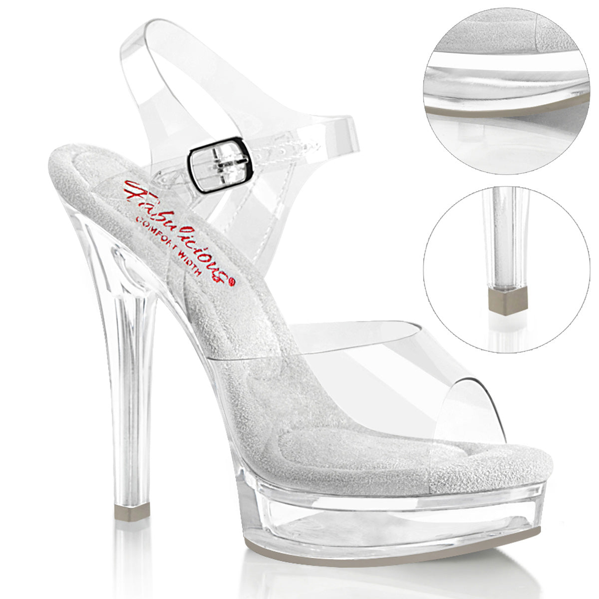 Fabulicious MAJESTY-508 Clear Platform Sandals - 5 Inch Heels