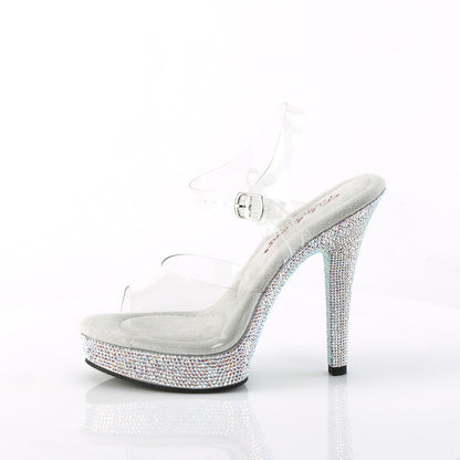 Fabulicious MAJESTY-508DM Clear Rhinestone Platform Sandals - 5 Inch Heels