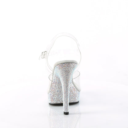 Fabulicious MAJESTY-508DM Clear Rhinestone Platform Sandals - 5 Inch Heels