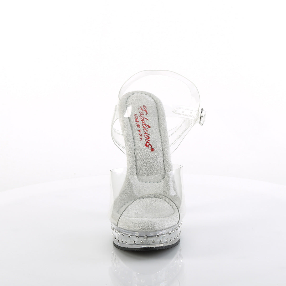 Fabulicious MAJESTY-508SDT Clear Rhinestone Platform Sandals - 5 Inch Heels