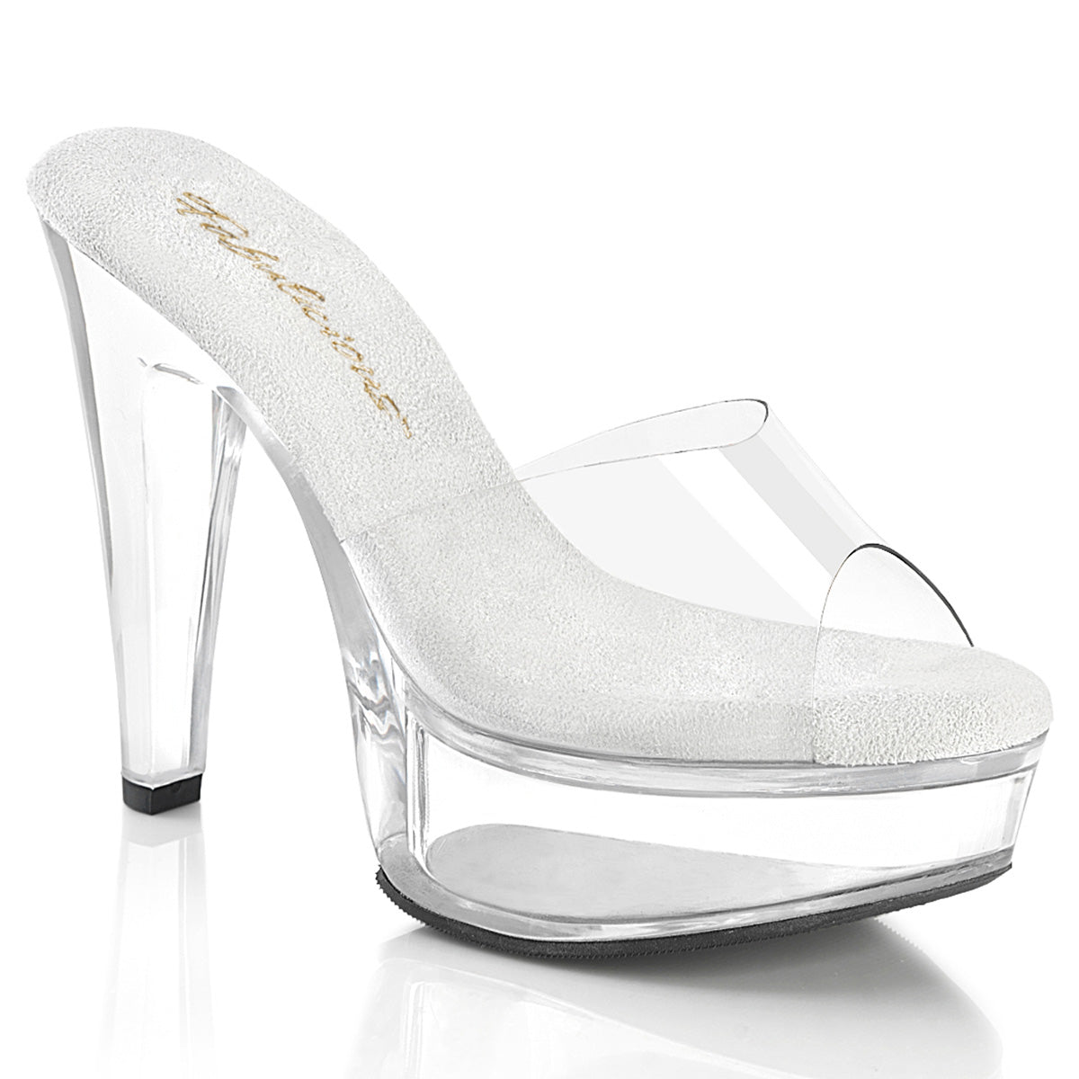 Fabulicious MARTINI-501 Clear Platform Mules - 5 Inch Heels