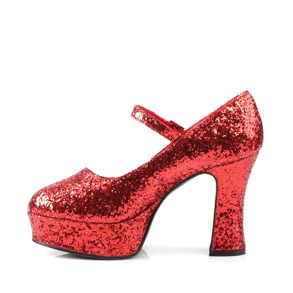 Funtasma MARYJANE-50G Red Glitter Glitter Platform Mary Jane Shoes - 4 Inch Heels