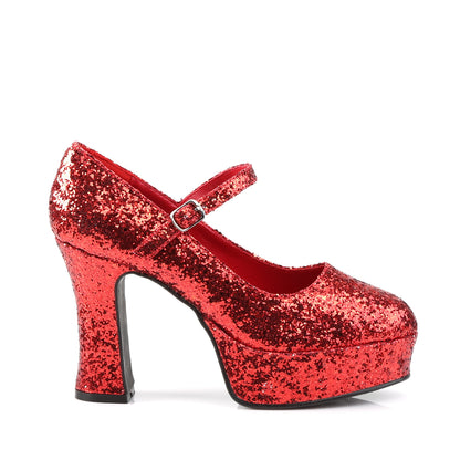 Funtasma MARYJANE-50G Red Glitter Glitter Platform Mary Jane Shoes - 4 Inch Heels