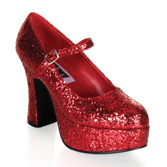 MARYJANE-50G Funtasma Red Glitter 4 Inch Wide Dolly Shoes