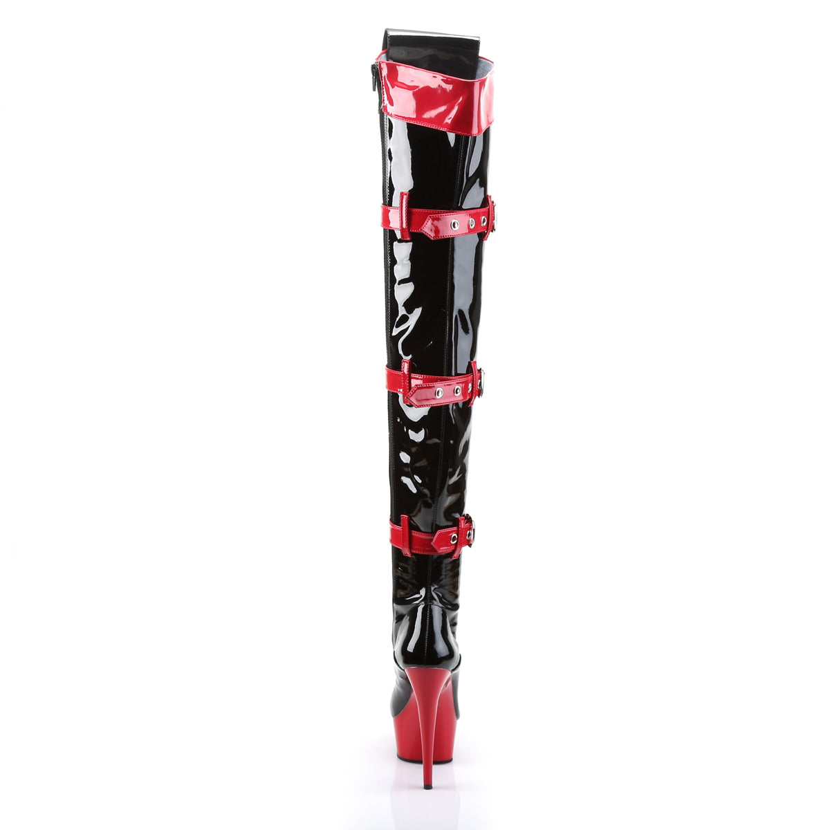 Funtasma MEDIC-3028 Black-Red / Red Lace-Up Platform Thigh High Boots - 6 Inch Heels