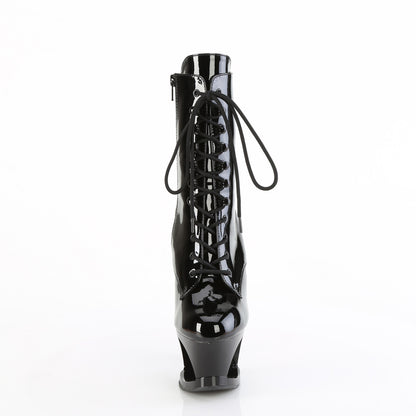 Pleaser MOON-1020DIA Black Lace-Up Platform Ankle Boots - 7 Inch Heels