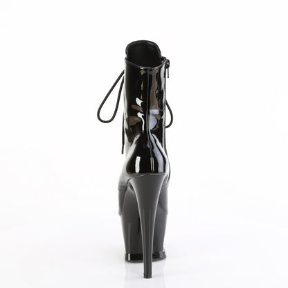Pleaser MOON-1020DIA Black Lace-Up Platform Ankle Boots - 7 Inch Heels