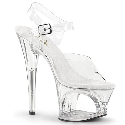 MOON-708 Pleaser Clear 7 Inch Pole Dance Platform Shoes Clear
