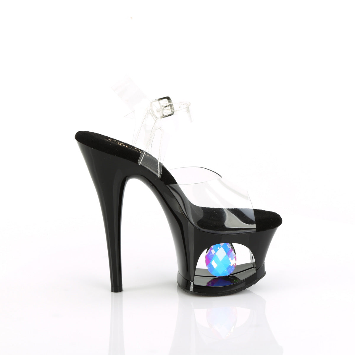 MOON-708DIA Pleaser Clear Black 7 Inch Pole Dancing Platform Shoes