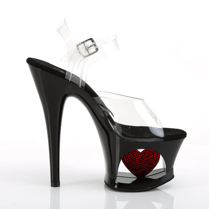MOON-708HRS Pleaser Black Red 7 Inch Pole Dance Platform Shoes