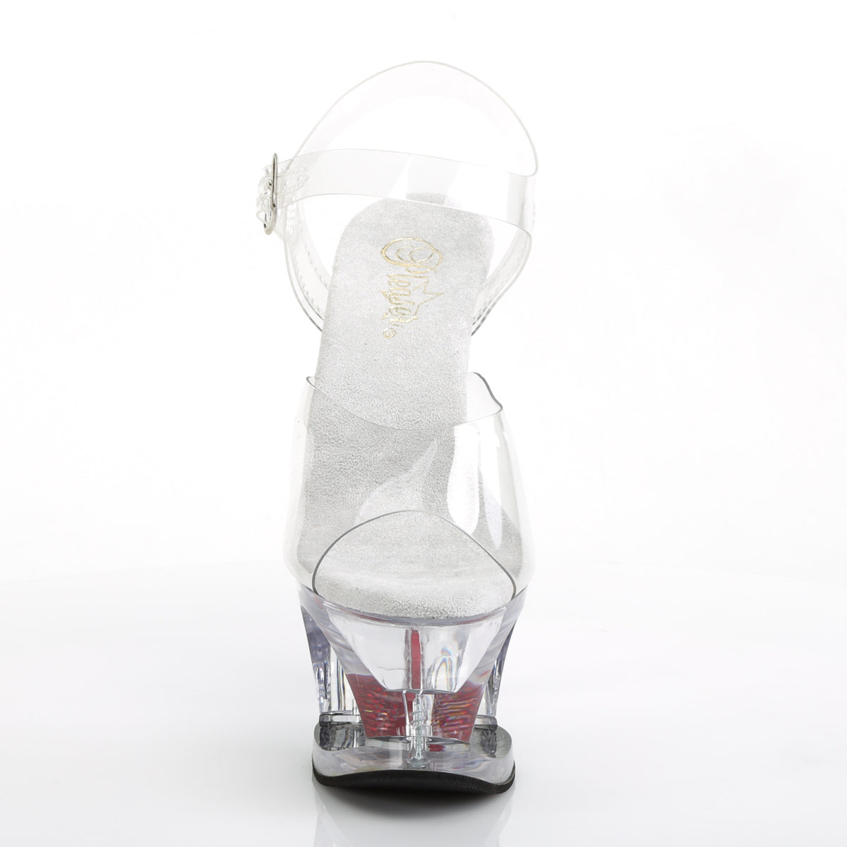 MOON-708HRS Pleaser Clear Red 7 Inch Fetish Dancer Platform Shoes
