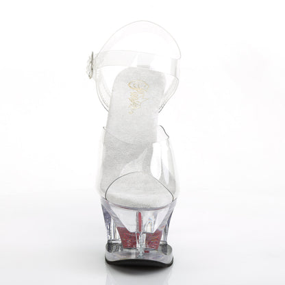 MOON-708HRS Pleaser Clear Red 7 Inch Fetish Dancer Platform Shoes