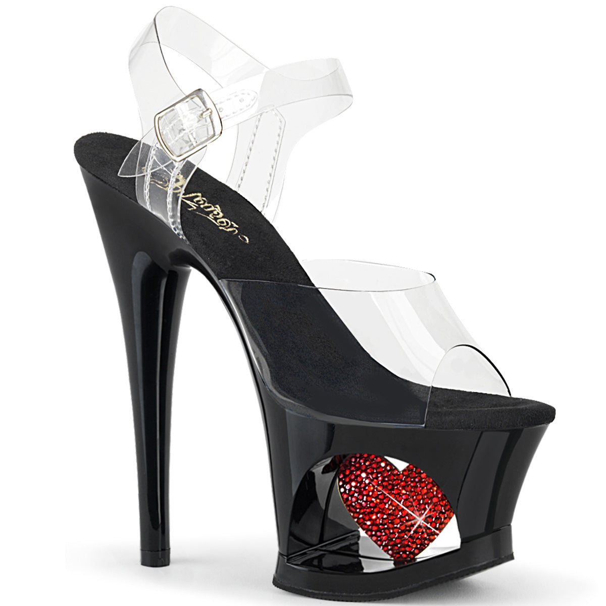 MOON-708HRS Pleaser Black Red 7 Inch Pole Dance Platform Shoes