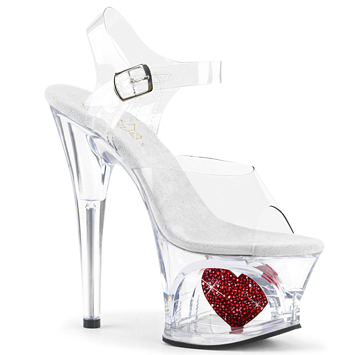 MOON-708HRS Pleaser Clear Red 7 Inch Fetish Dancer Platform Shoes