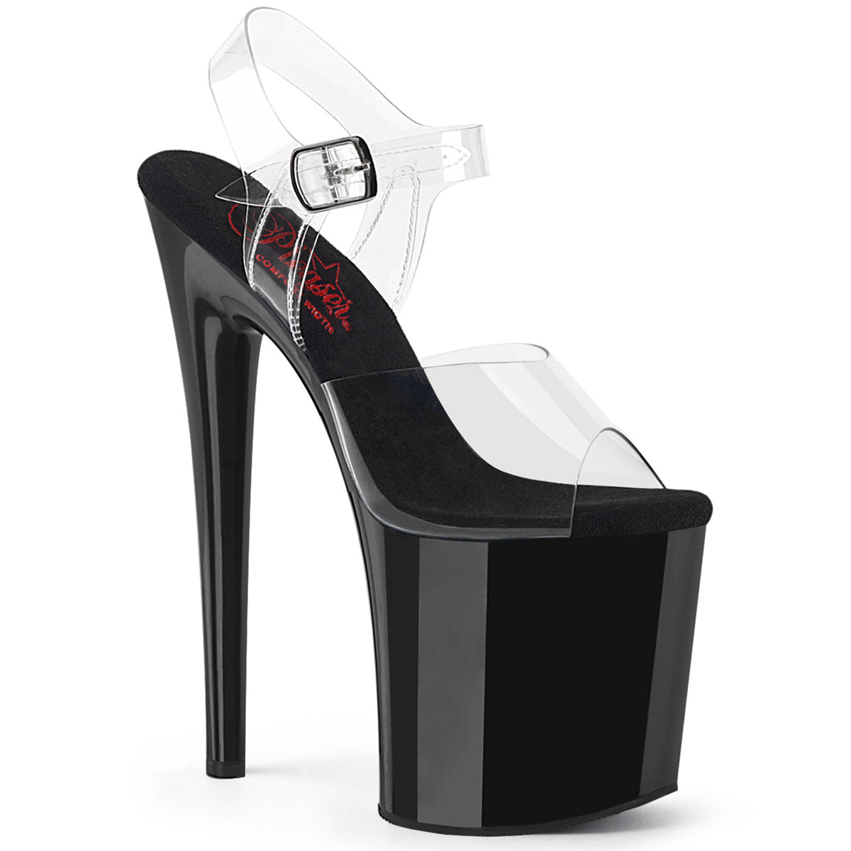 NAUGHTY-808 Pleaser Clear Black 8 Inch Exotic Dancer Sexy Shoes Clr Blk