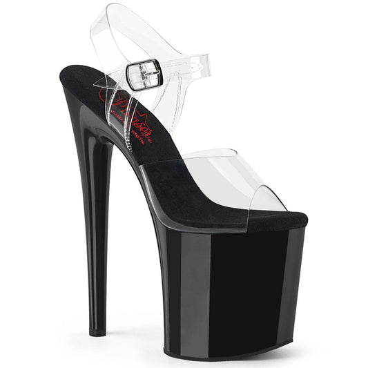 NAUGHTY-808 Pleaser Clear Black 8 Inch Exotic Dancer Sexy Shoes Clr Blk