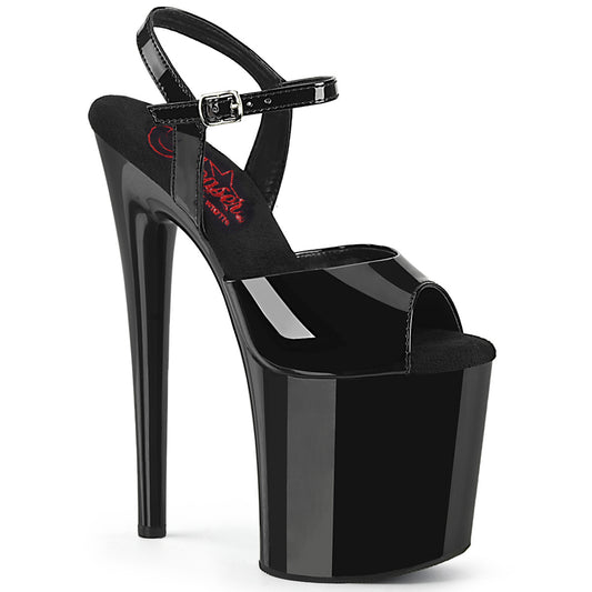 Pleaser NAUGHTY-809 Black Platform Sandals - 8 Inch Heels