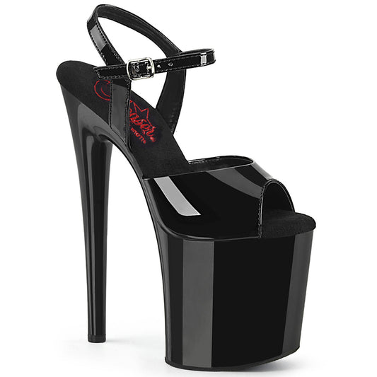 NAUGHTY-809 Pleaser Black 8 Inch Fetish Pole Sexy Shoes Black Pat Black