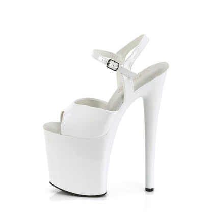 Pleaser NAUGHTY-809 White Platform Sandals - 8 Inch Heels