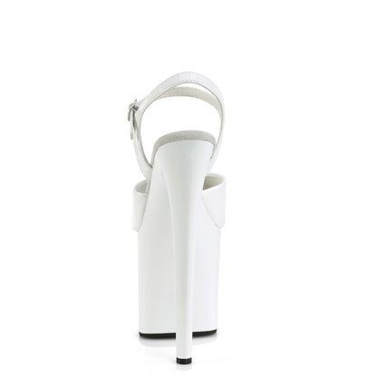 Pleaser NAUGHTY-809 White Platform Sandals - 8 Inch Heels