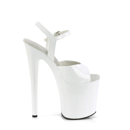 Pleaser NAUGHTY-809 White Platform Sandals - 8 Inch Heels