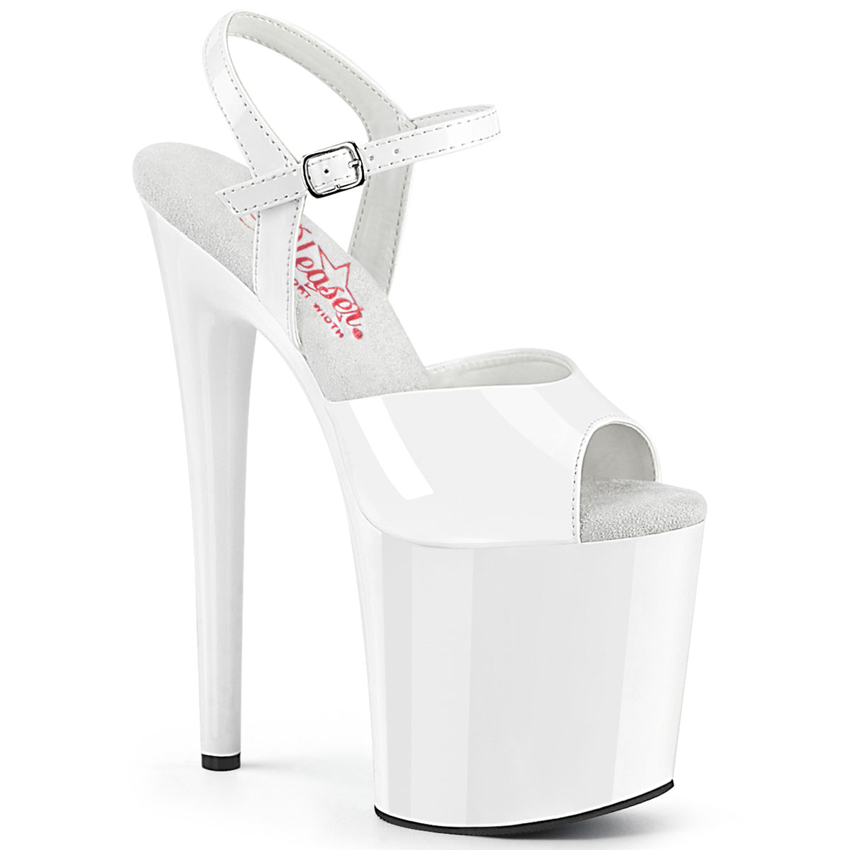 NAUGHTY-809 Pleaser White 8 Inch Platform Kinky Sexy Shoes White Pat White