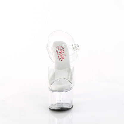 Pleaser PASSION-708 Clear Platform Sandals - 7 Inch Heels